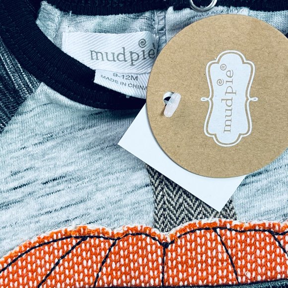 NWT Mudpie Boys 9m Halloween Pumpkin Mask Romper - Picture 3 of 4
